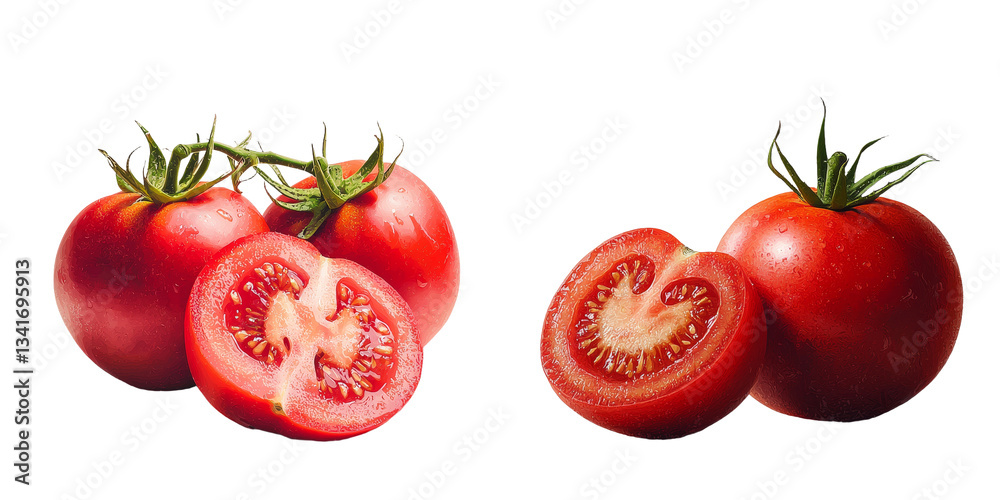 Poster Generative Ai has created an image of a single red tomato isolated on a transparent background