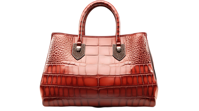 Luxurious textured brown leather handbag with metal hardware accents