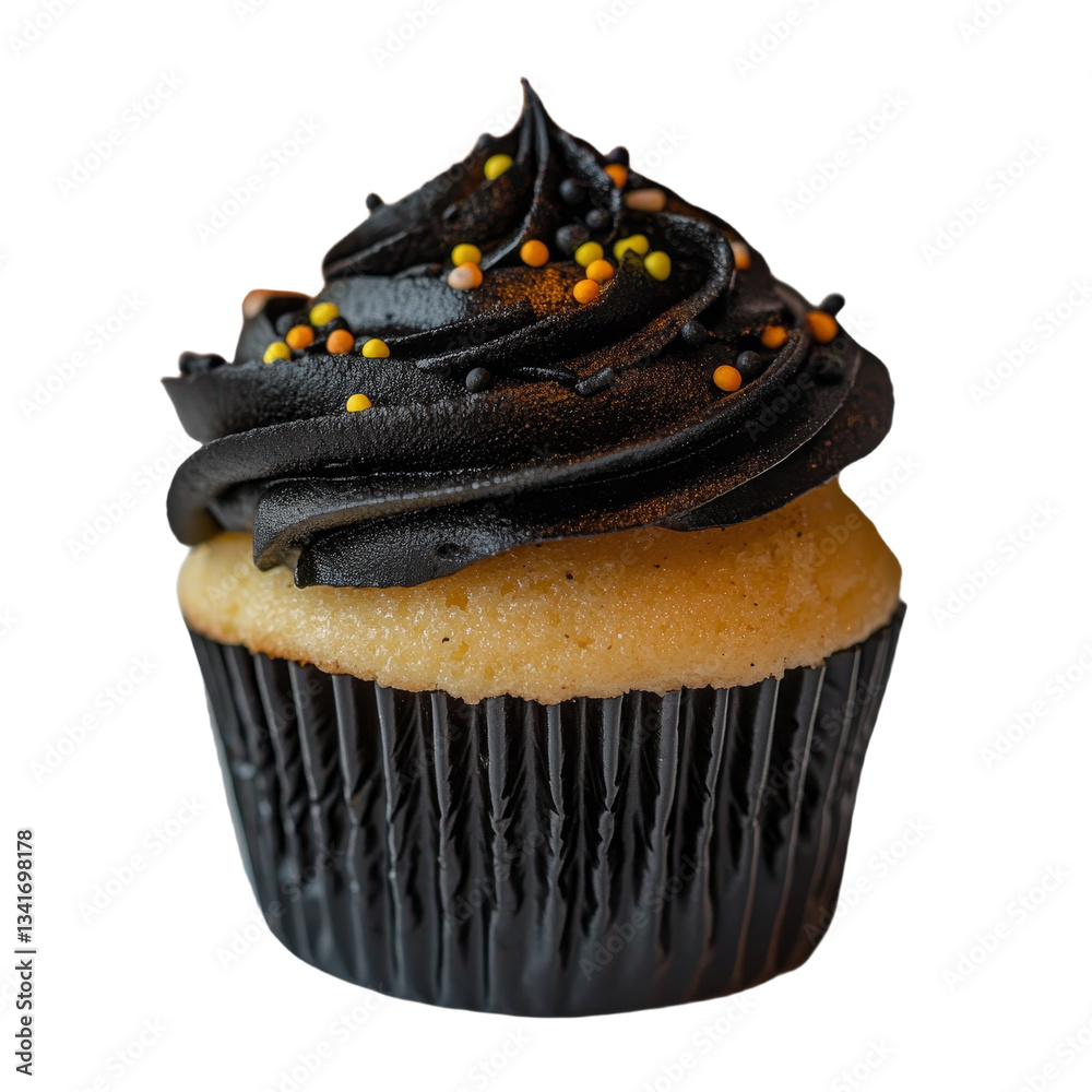 Poster A Halloween cupcake is depicted in isolation on a transparent background, created using Generative Ai