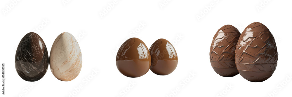 Poster The image of a chocolate Easter egg, isolated on a transparent background, was generated using Ai