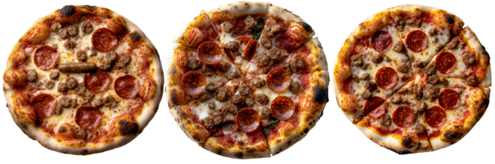 Generative Ai has created an image of isolated pizza with pepperoni and mozzarella on a transparent background
