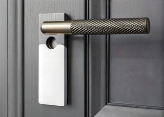 Modern Gray Door Handle with Blank Guest Card Holder
