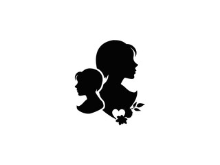 Happy Mother's Day design featuring a loving mother and child silhouette.
A simple, elegant design perfect for Mother's Day cards, apparel, or home decor. color full silhouette design Mother's day. 