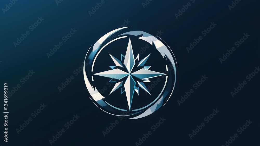 Aufkleber a clean and modern compass logo design with a circular frame and directional arrows.