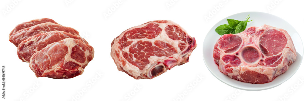 Poster an image of fresh pork meat isolated on a transparent background was generated by ai