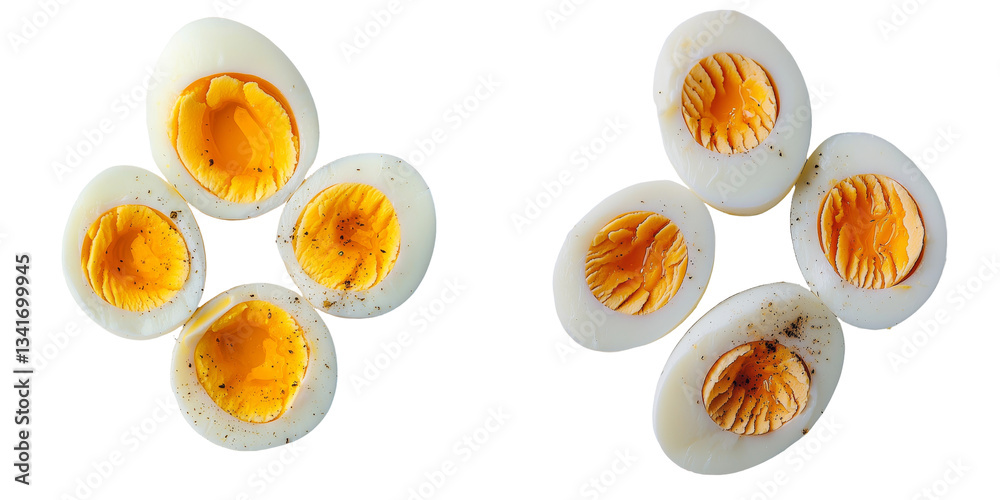 Poster On a transparent background, sliced boiled eggs are isolated, a creation of Generative Ai