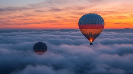 Naklejka premium Hot Air Balloons Sunrise Cloudscape