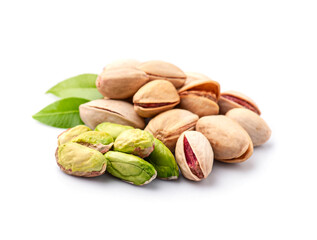Pistachio  nuts with leaves