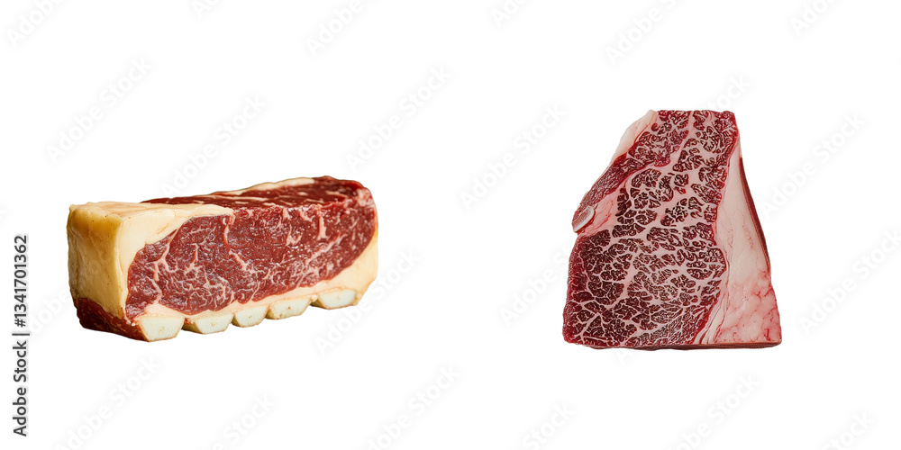 Poster Generative Ai has created an image of a fresh beef steak isolated and set on a transparent background
