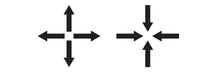 Obraz premium Inward arrow icon vector. Four Arrows icon sign symbol vector. Arrow pointing center vector icon illustration isolated on white background .