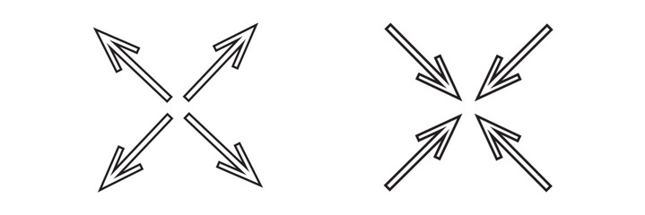 Inward arrow icon vector. Four Arrows icon sign symbol vector. Arrow pointing center vector icon illustration isolated on white background .