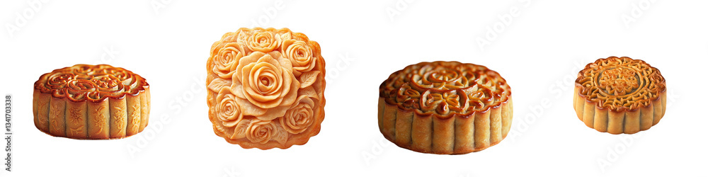 Poster the image of a mooncake, isolated and alone, is set against a transparent background, courtesy of ge