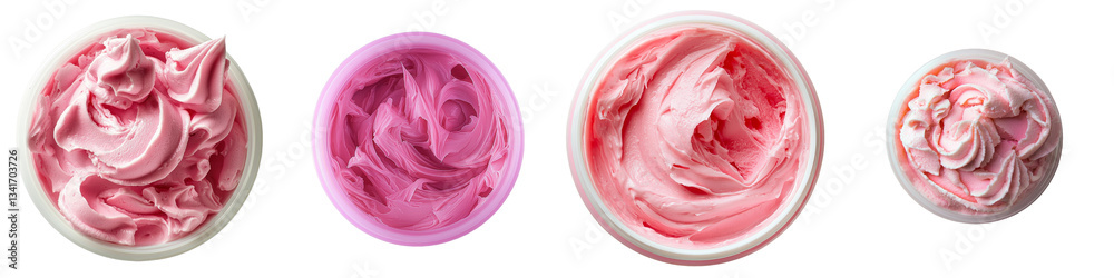 Poster a transparent background isolates a white bowl filled with pink yogurt, an image generated by genera