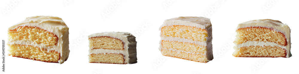 Poster on a transparent background, an isolated slice of vanilla cake has been generated by ai