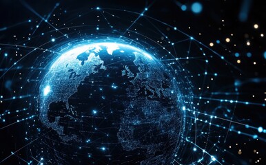 Obraz premium Image of a virtual network connecting the Earth without a specific subject