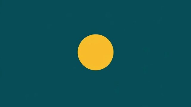 Colorful geometric background with round yellow shape on green canvas, copy space