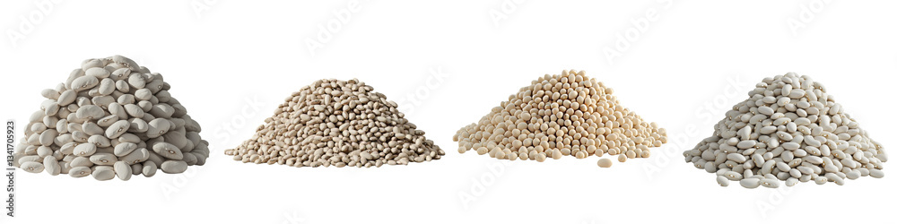 Poster on a transparent background, isolated white kidney beans have been generated using ai