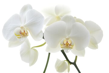White orchid flowers on white background. Use for beauty
