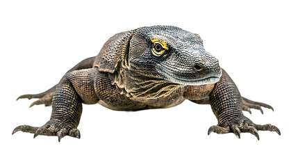 Obraz premium A komodo dragon faces forward in a full body portrait