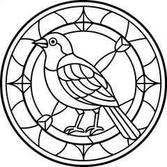 High Quality Stained Glass nightingale Vector