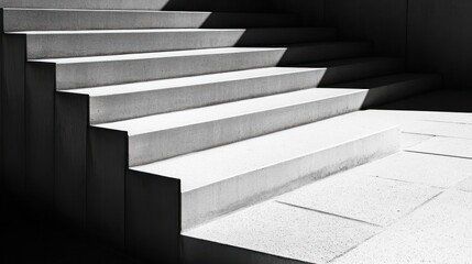 Fototapeta premium A set of minimalist stairs casting rhythmic shadows, emphasizing repetition and balance