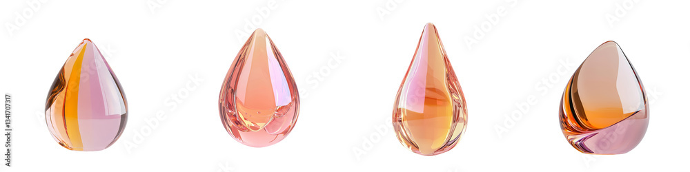 Poster on a transparent background, an isolated drop of peach-colored liquid is generated by ai
