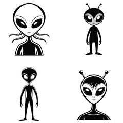 Black Silhouette of an Alien Futuristic Space Creature