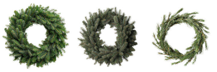On a transparent background, a Christmas wreath is shown in isolation, generated using Ai