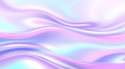 Obraz premium A vibrant holographic background with smooth gradient waves and an iridescent sheen. The reflective surface shifts between pastel blues, purples, and pinks, Created with generative AI