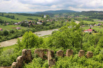 View from the hill of the ruins of the Discalced Carmelite monastery in Zagorz, Podkarpackie Voivodeship, Poland, Europe