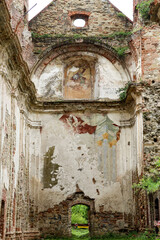 The interior of the ruins of the Discalced Carmelite monastery in Zagorz, Podkarpackie Voivodeship, Poland, Europe
