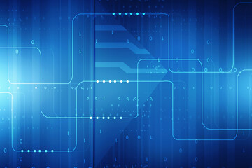 Fototapeta premium 2d illustration Abstract futuristic electronic circuit technology background