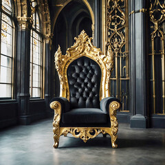 Gothic inspired gilded throne chair