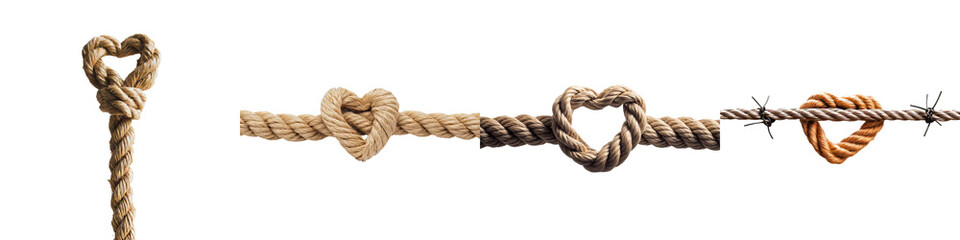 Obraz premium An isolated heart-shaped knot, made from rope and set against a transparent background, is a creation of Generative Ai