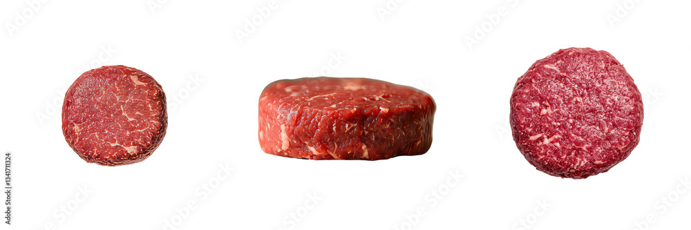 Poster Generative Ai created an image of isolated raw beef burger meat on a transparent background