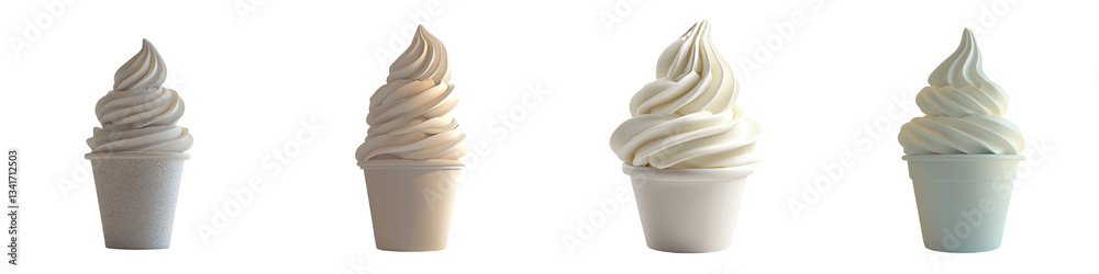 Poster Isolated on a transparent background is a bowl of fresh whipped cream, an image generated by Generative Ai