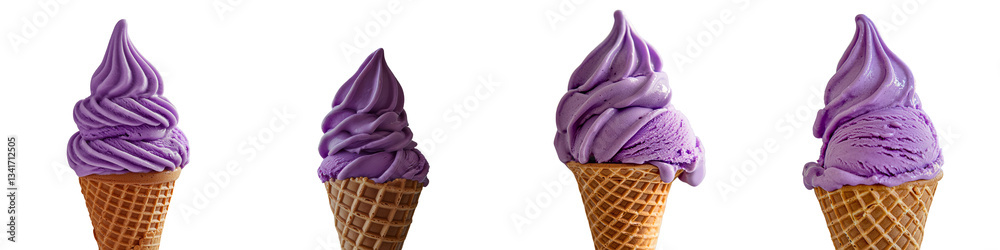 Aufkleber generative ai generated an image of blueberry ice cream in a cone isolated against a transparent bac