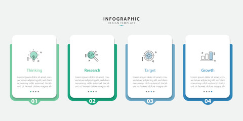 Fototapeta premium Timeline infographic template. 4 Step timeline journey, calendar Flat simple infographics design template. presentation graph. Business concept with 4 options, vector illustration.