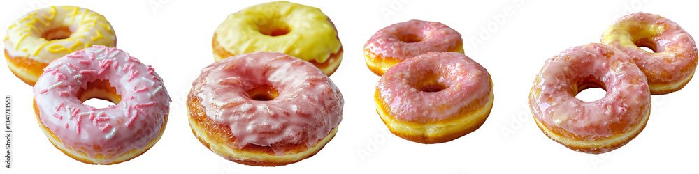 Poster on a transparent background, generative ai has isolated a mouthwatering pair of donuts adorned with 