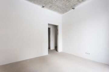 interior of the apartment without decoration in gray colors. rough finish