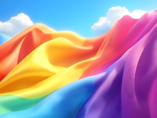 Obraz premium Dynamic Pride Flag Waving in the Wind with Vibrant Colors