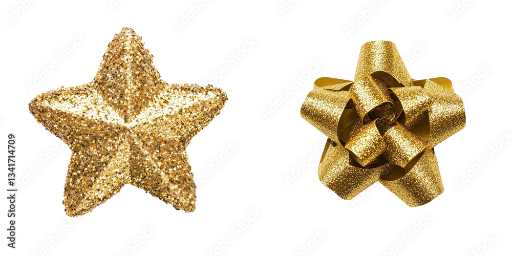 Poster Generative Ai has created an isolated Golden Ribbon bow on a transparent background