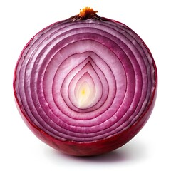 A Perfectly Halved Red Onion Reveals Its Mesmerizing Concentric Layers, A Vibrant Display Of Natures Artistry Against A Stark White Background