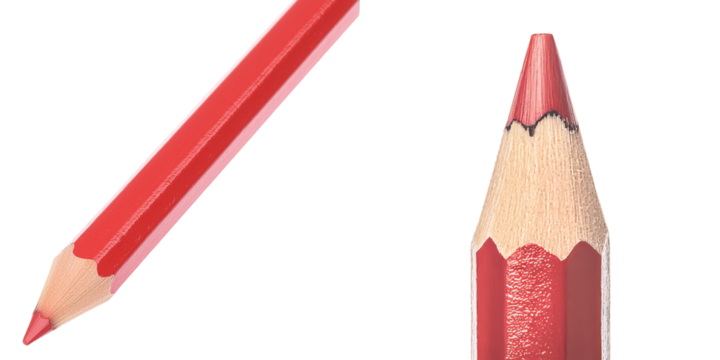 Isolated red color pencils on a transparent background were generated using Ai