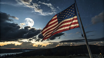 Obraz premium USA flag. American flag. American flag blowing in the wind