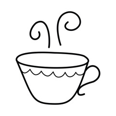 Mug with pattern for coffee, tea, doodle illustration.