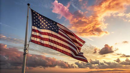 Obraz premium USA flag. American flag. American flag blowing in the wind