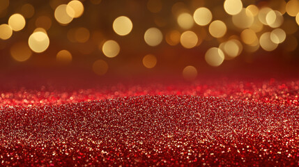 shimmering red and gold glitter background creates festive atmosphere, perfect for celebrations and events