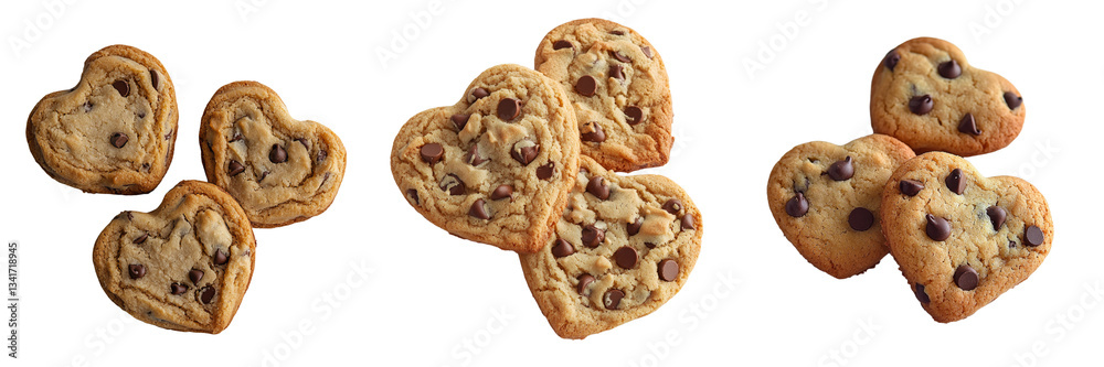 Poster on a transparent background, generative ai presents heart-shaped chocolate cookies that include choc