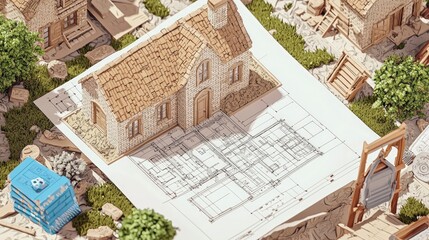 House Blueprint  Architectural Model  Home Design  Construction Plans